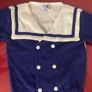 The carriage boutiques by friedknit boys double breasted blue nautical sweater